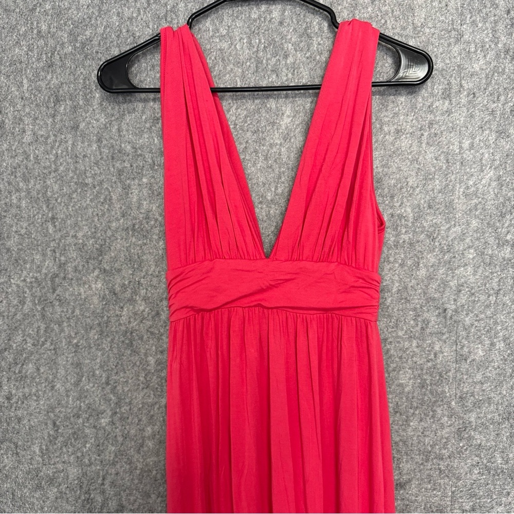 LOVERS FRIENDS Shift Dress Zip Sleeveless Maxi V-Neck Pink XS